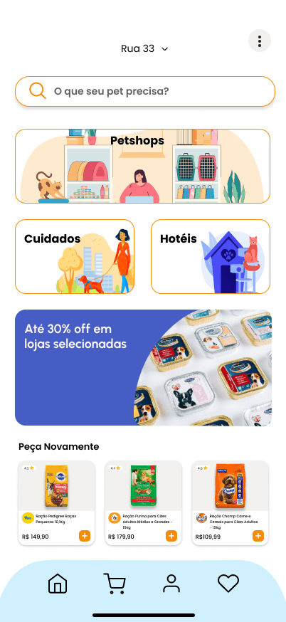 Tela do aplicativo Pet+